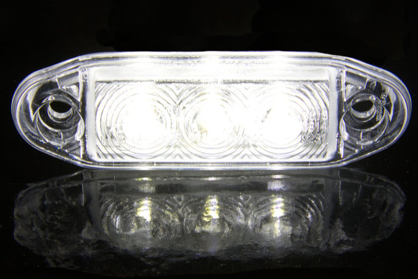 Luce di ingombro a LED, luce da incasso 3 LED 12/24V bianco