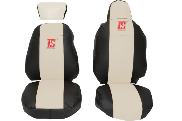 Fits for Scania*: S (2016-...) HollandLine Seat Covers, Drivers seat RECARO, passenger seat extra headrest - beige