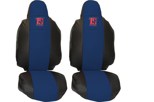 Geschikt voor Scania*: S & R (2016-...) HollandLine stoelhoezen met TS logo, beide stoelen RECARO - blauw