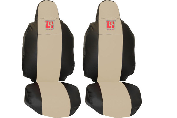 Geschikt voor Scania*: S & R (2016-...) HollandLine stoelhoezen met TS logo, beide stoelen RECARO - beige