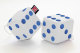 Truck cube, 12 x 12 cm, made of artificial leather, with drawstring (fuzzy dice) white blue