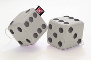 Truck cube, 12 x 12 cm, made of artificial leather, with drawstring (fuzzy dice) beige* black
