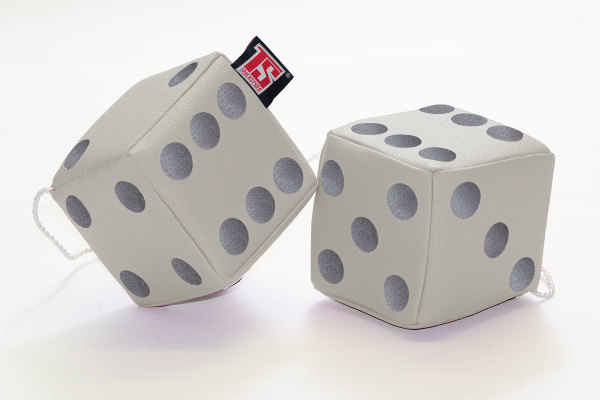 Truck cube, 12 x 12 cm, made of artificial leather, with drawstring (fuzzy dice) beige* grey
