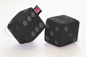 Truck dobbelstenen, 12 x 12 cm, gemaakt van imitatieleer, met koord (fuzzy dice) zwart* Zwart