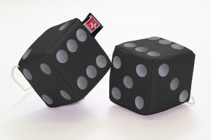 Truck cube, 12 x 12 cm, made of artificial leather, with drawstring (fuzzy dice) black* grey
