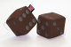 Lastbilstärning, 12 x 12 cm, i läderimitation, med snöre (fuzzy dice) brun* svart