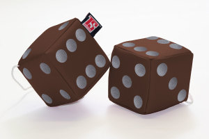 Truck cube, 12 x 12 cm, made of artificial leather, with drawstring (fuzzy dice) brown* grey