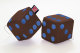 Truck dobbelstenen, 12 x 12 cm, gemaakt van imitatieleer, met koord (fuzzy dice) bruin* blauw