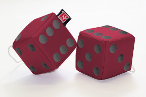 Truck cube, 12 x 12 cm, made of artificial leather, with drawstring (fuzzy dice) bordeaux black