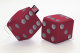 Truck cube, 12 x 12 cm, made of artificial leather, with drawstring (fuzzy dice) bordeaux grey