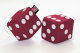 Truck cube, 12 x 12 cm, made of artificial leather, with drawstring (fuzzy dice) bordeaux white