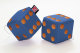 Truck cube, 12 x 12 cm, made of artificial leather, with drawstring (fuzzy dice) blue* brown