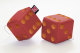 Truck dobbelstenen, 12 x 12 cm, gemaakt van imitatieleer, met koord (fuzzy dice) rood* bruin