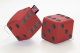 Truck cube, 12 x 12 cm, made of artificial leather, with drawstring (fuzzy dice) red* black