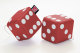 Truck cube, 12 x 12 cm, made of artificial leather, with drawstring (fuzzy dice) red* white