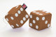 Truck dobbelstenen, 12 x 12 cm, gemaakt van imitatieleer, met koord (fuzzy dice) karamel Wit