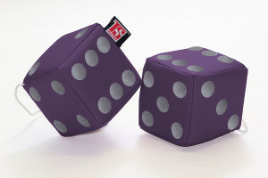 Truck cube, 12 x 12 cm, made of artificial leather, with drawstring (fuzzy dice) purple grey
