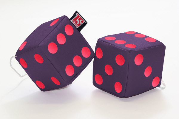 Truck cube, 12 x 12 cm, made of artificial leather, with drawstring (fuzzy dice) purple red
