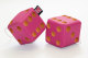 Truck cube, 12 x 12 cm, made of artificial leather, with drawstring (fuzzy dice) pink brown