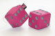 Truck cube, 12 x 12 cm, made of artificial leather, with drawstring (fuzzy dice) pink grey