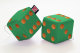 Truck cube, 12 x 12 cm, made of artificial leather, with drawstring (fuzzy dice) green brown