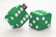 Truck cube, 12 x 12 cm, made of artificial leather, with drawstring (fuzzy dice) green white