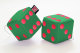 Truck cube, 12 x 12 cm, made of artificial leather, with drawstring (fuzzy dice) green red