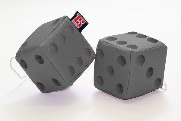 Truck cube, 12 x 12 cm, made of artificial leather, with drawstring (fuzzy dice) grey black