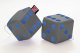 Truck dobbelstenen, 12 x 12 cm, gemaakt van imitatieleer, met koord (fuzzy dice) Grijs blauw