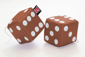 Truck cube, 12 x 12 cm, made of artificial leather, with drawstring (fuzzy dice) grizzly* white