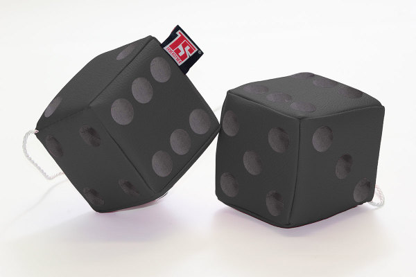 Truck cube, 12 x 12 cm, made of artificial leather, with drawstring (fuzzy dice) anthrazit* black