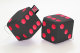 Truck cube, 12 x 12 cm, made of artificial leather, with drawstring (fuzzy dice) anthrazit* red