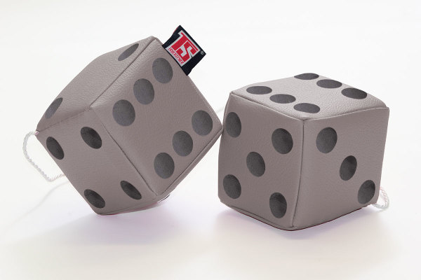 Truck cube, 12 x 12 cm, made of artificial leather, with drawstring (fuzzy dice) betongrey* black