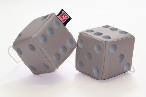 Truck cube, 12 x 12 cm, made of artificial leather, with drawstring (fuzzy dice) betongrey* grey