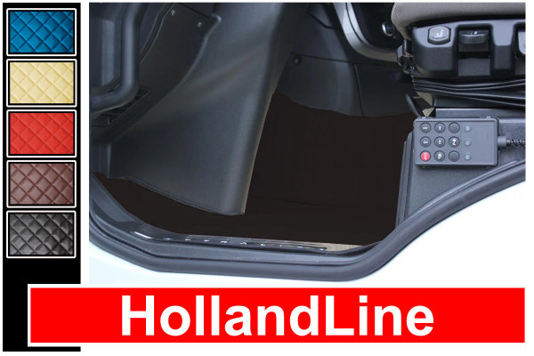 Lämplig för IVECO*: Stralis Hi-Way (2013-...) HollandLine komplett set (golvmattor och motortunnel), läderimitation