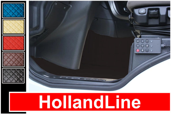 Adatto per IVECO*: Stralis Hi-Way (2013-...) HollandLine set completo (tappetini e tunnel motore), finta pelle