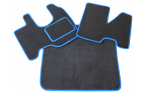 Fits Mercedes*: Atego (2005 -...) - velours  footmat set with engine tunnel - chain colour blue