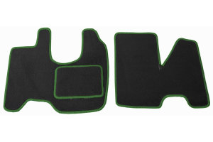 Fits Mercedes*: Atego (2005 -...) - velours  footmat set with engine tunnel - chain colour  green