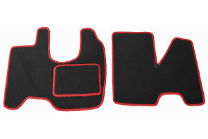 Fits Mercedes*: Atego (2005 -...) - velours  footmat set &amp; engine tunnel - chain colour red