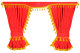 Van curtain set 5 pieces , including Borde red gold with bobbles