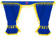 Van curtain set 5 pieces , including Borde blue yellow with bobbles