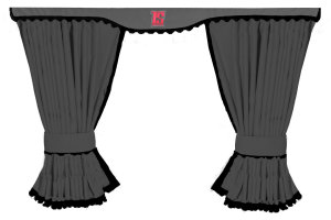 Van curtain set 5 pieces , including Borde gray black without bobbles
