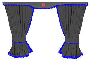 Van curtain set 5 pieces , including Borde gray blue without bobbles