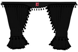 Transporter gardinset 5-delat inkl. svarta svarta kanter med bobble