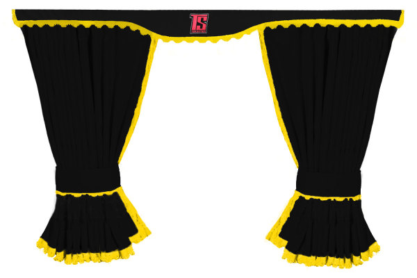 Van curtain set 5 pieces , including Borde black yellow without bobbles