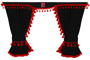 Van curtain set 5 pieces , including Borde black red with...