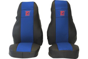 Suitable for Volvo*: FH3 (2008-2013) - HollandLine leatherette I seat covers blue belt not integrated on the seat I BF rotatable 