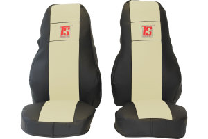 Suitable for Volvo*: FH4 I FH5 (2013-...) - HollandLine leatherette I seat covers beige 1 belt integrated on seat 