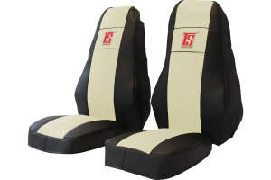 Suitable for Volvo*: FH3 (2008-2013) - HollandLine leatherette I seat covers beige 1 belt integrated on the seat I BF rotatable