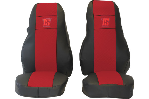 Adatto per Volvo*: FH4 I FH5 (2013-...) - HollandLine similpelle I Coprisedili rossi Cintura di sicurezza non integrata nel sedile